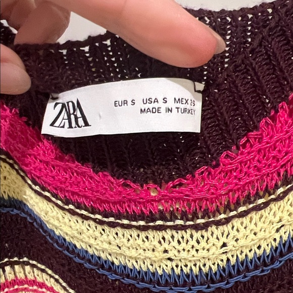 Zara Special Edition crochet knit striped maxi dress ruffled straps size small - Picture 9 of 9